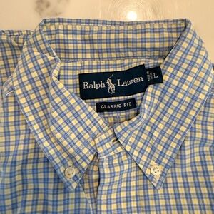 Ralph Lauren Men's Plaid Shirt in Blue and Yellow
